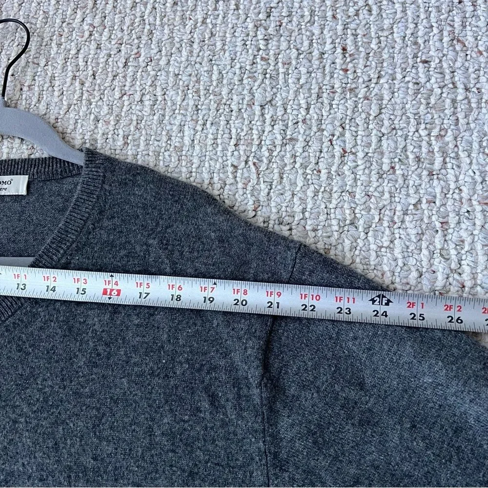 Pronto Uomo Sweater Mens Gray 100% Cashmere V Neck